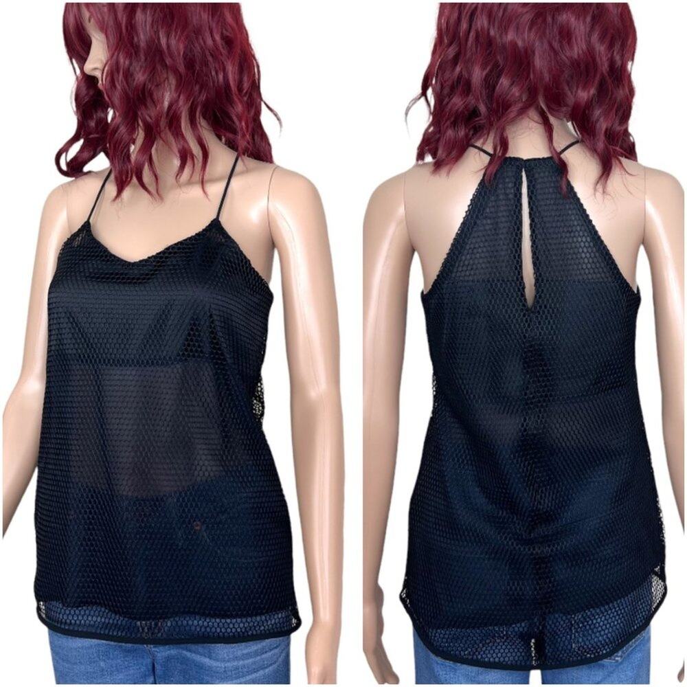 Express Black Fishnet Top X-Small Loose Fit